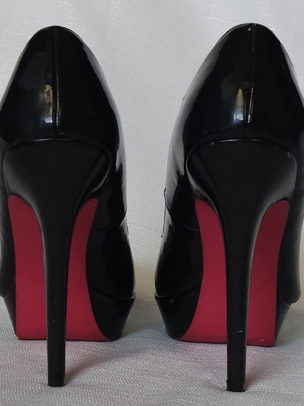Shoe Dazzle Black Patent Stiletto Heels with Red Soles